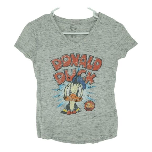 Disney XS Gray Donald Duck V-neck T-shirt - Picture 1 of 6